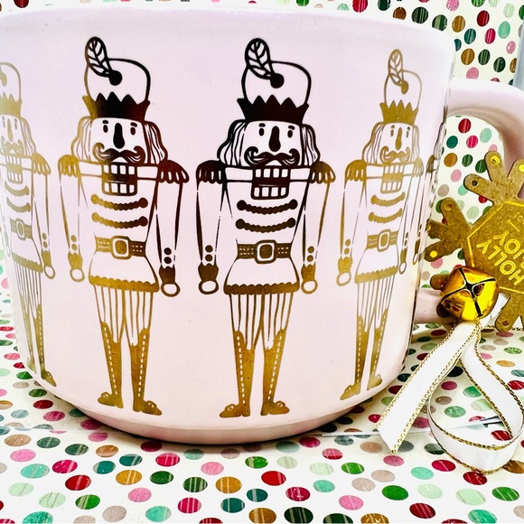 Christmas Matte Gold Nutcrackers on Baby Pink Mug - Picture 6 of 6